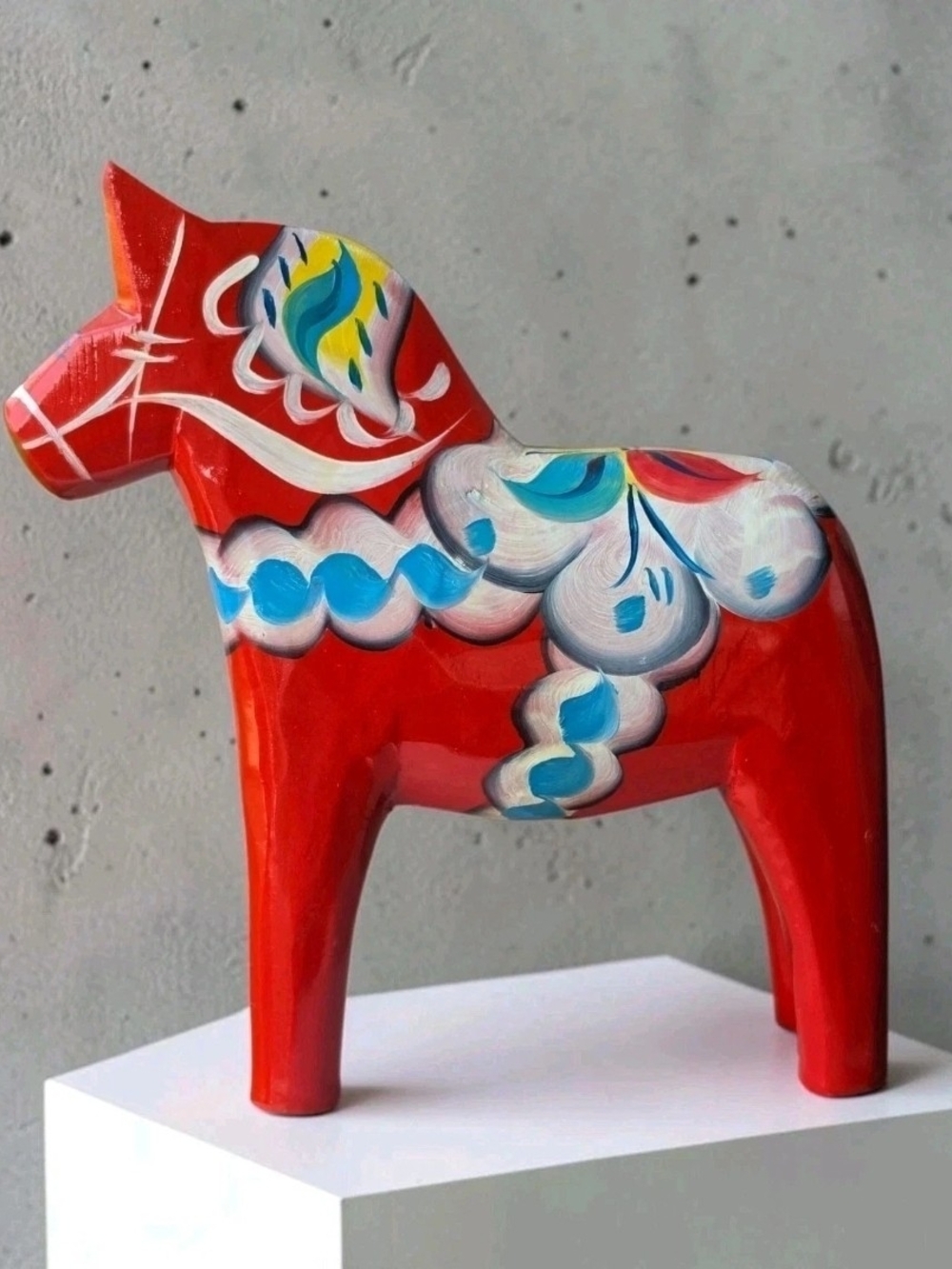 Vtg Grannas Olsson Dala Horse Figurine Red Hand Painted Wood Sweden Folk Art 5"